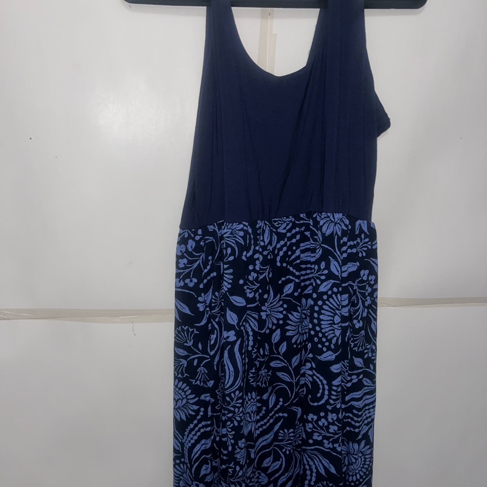 Midnight Blue Patterned Midi Dress